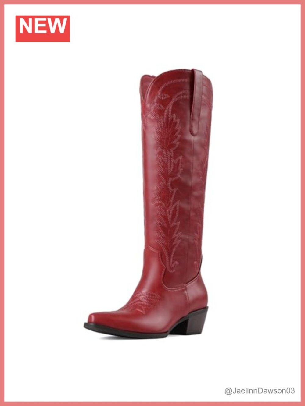 Women's Cowboy Boots Wide Calf Knee High Embroidered Block Heel Square Toe